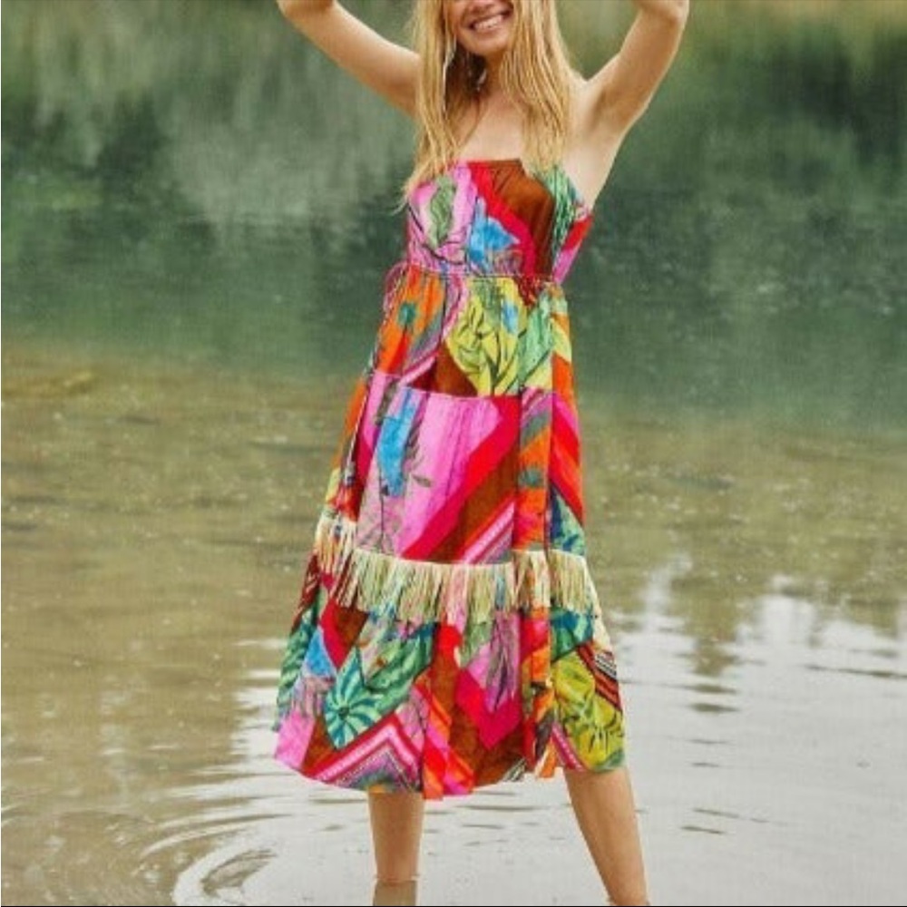 Farm Rio Anthropologie Palila Fringed Dress